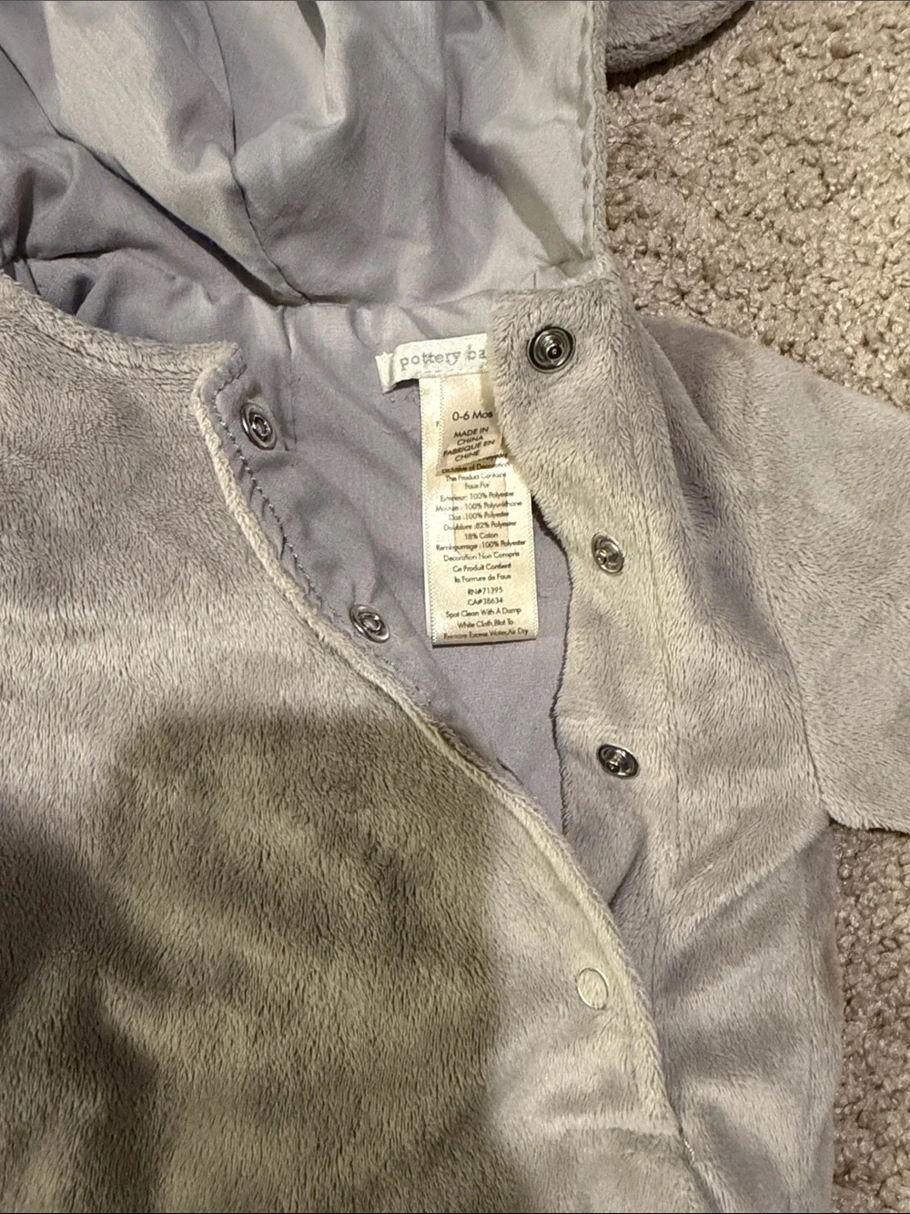 Pottery Barn Kids Gray Elephant Hooded One-Piece